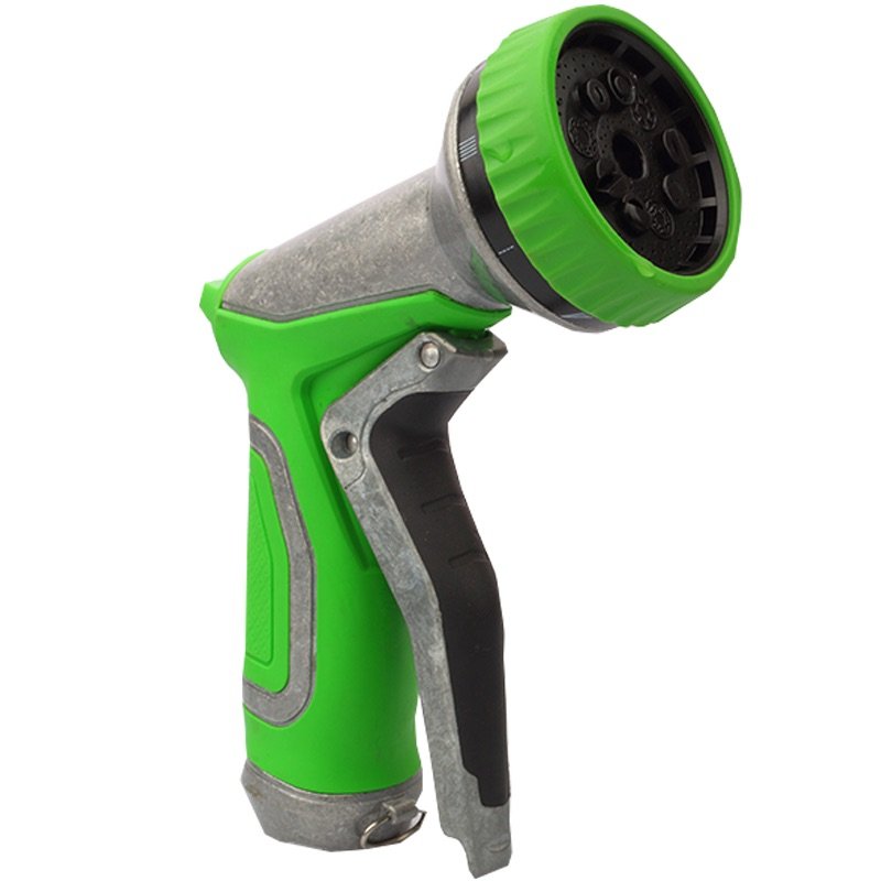 Water Spray Nozzle Soft Grip Support Garden Hose Spray Gun Nozzle 3/4 GHT Thread and Quick Connect Garden Hose Metal Zinc Alloy