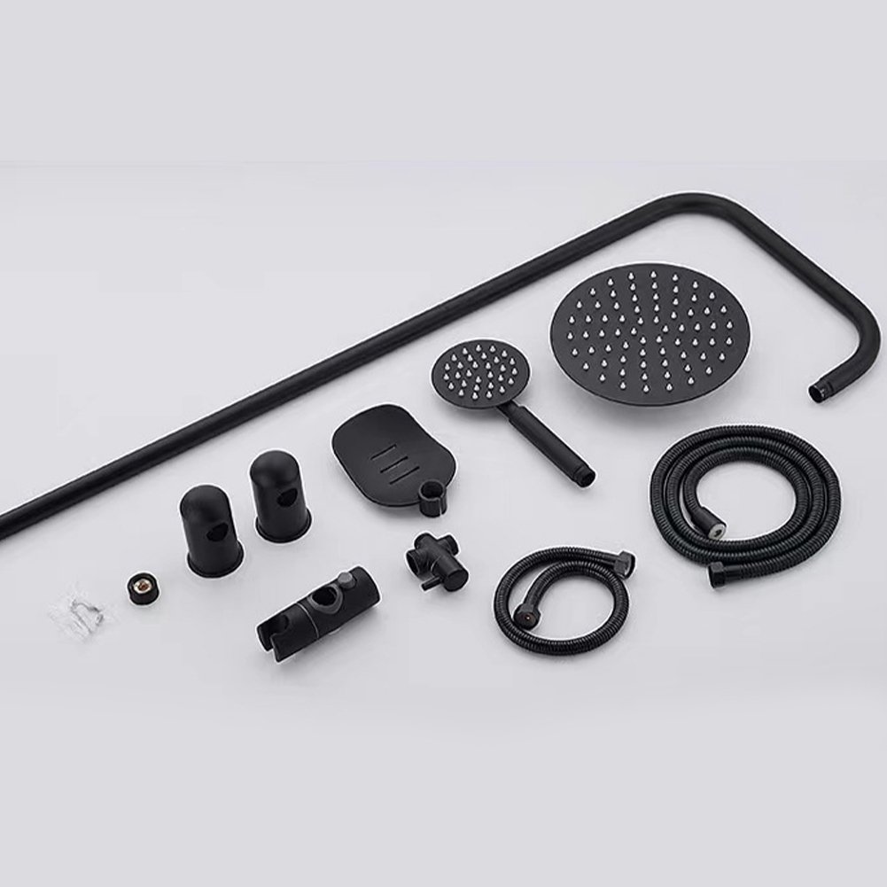 Brass Separate shower faucet Perfect Quality Color Black Shower column Set Supercharged shower head and bathroom faucet set