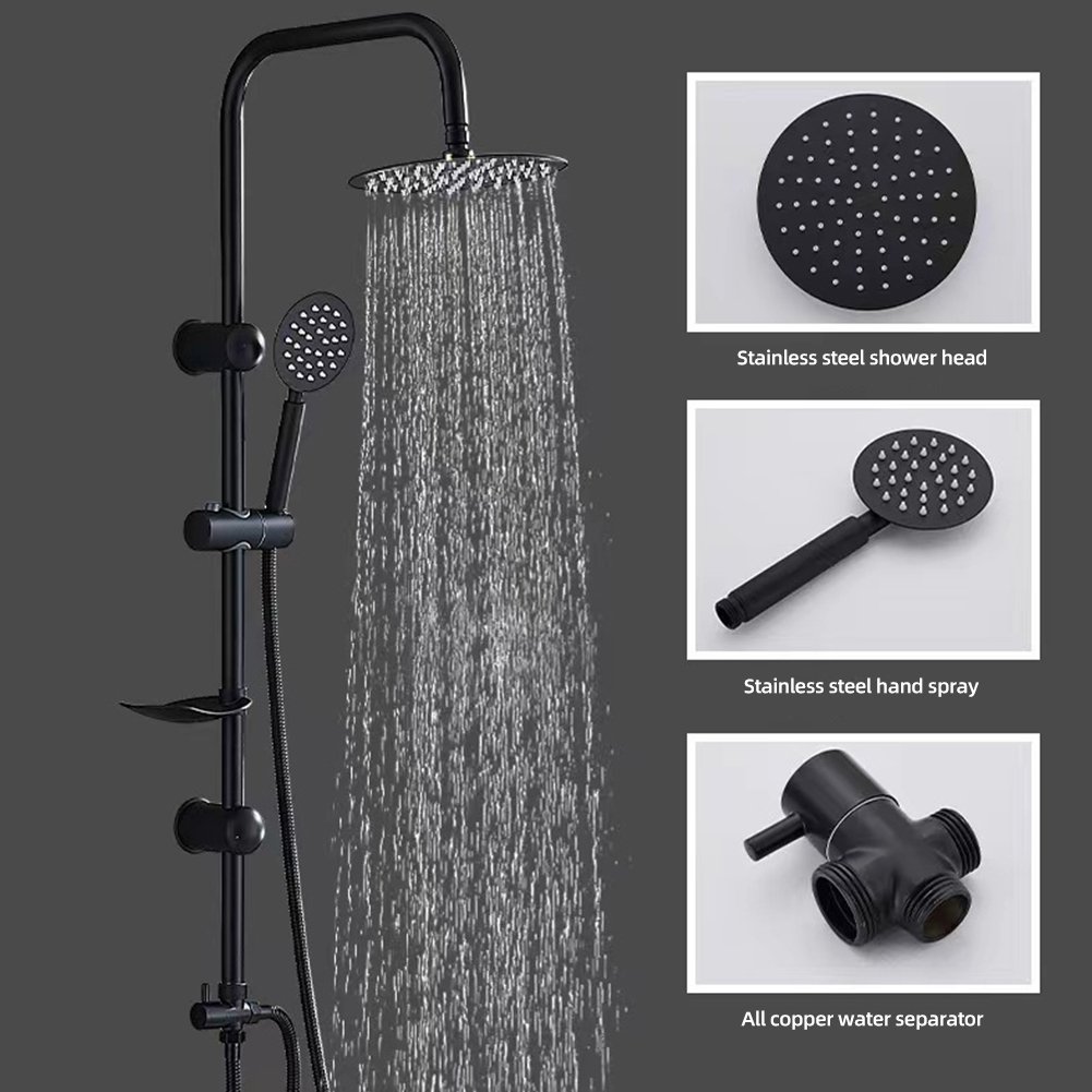Brass Separate shower faucet Perfect Quality Color Black Shower column Set Supercharged shower head and bathroom faucet set