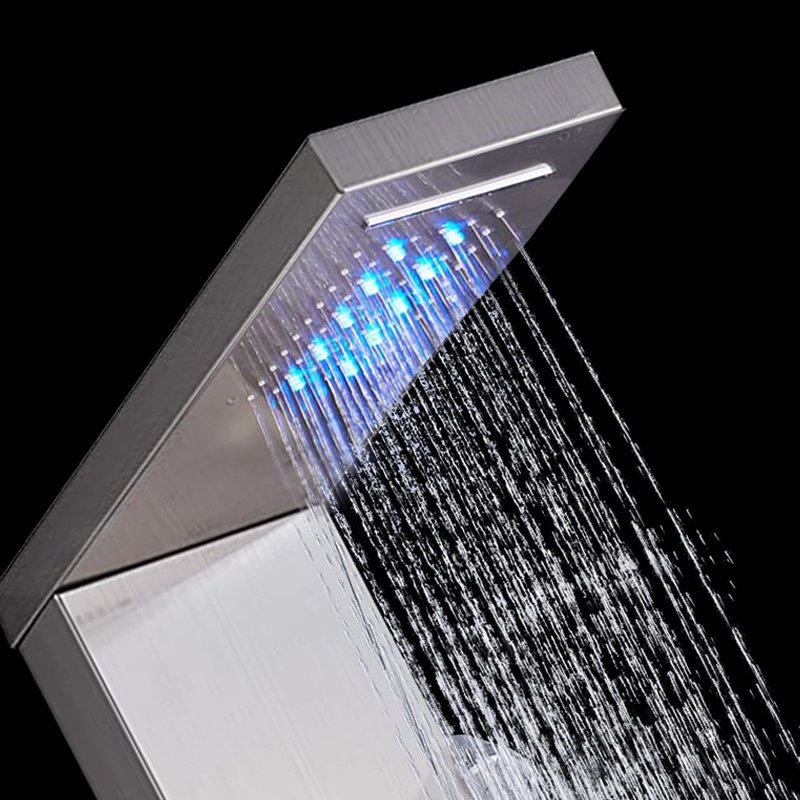 Shower Panel bathroom wall mounted stainless steel Waterfall black shower head column set tower Massage Jets led Shower Panels