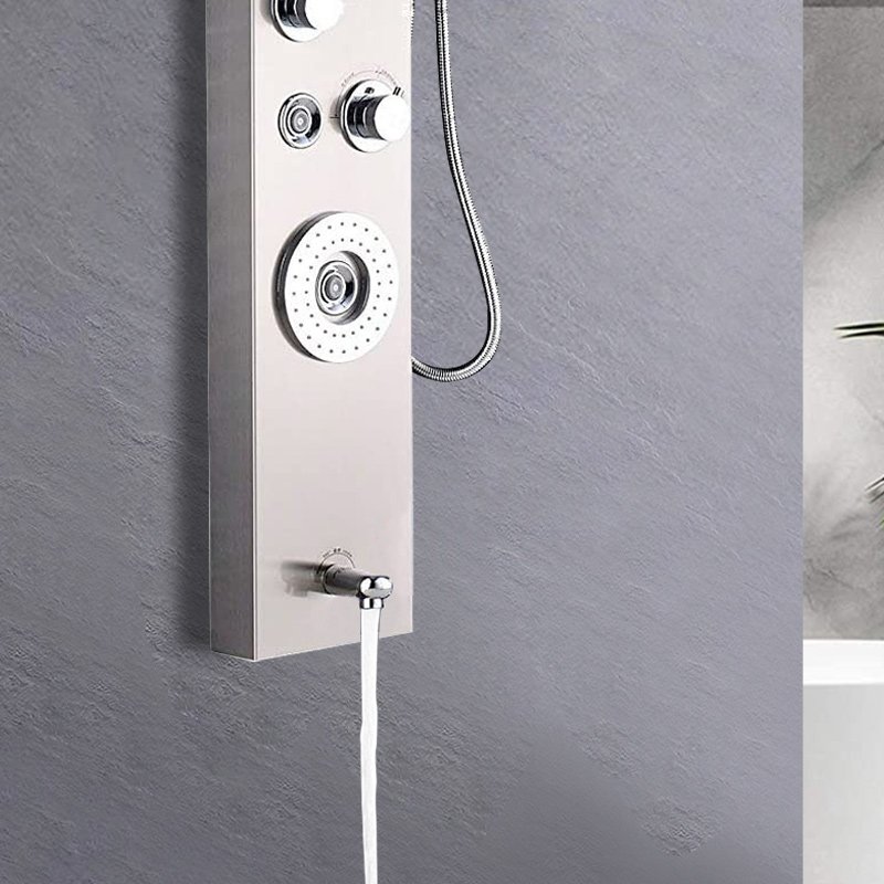 Shower Panel bathroom wall mounted stainless steel Waterfall black shower head column set tower Massage Jets led Shower Panels