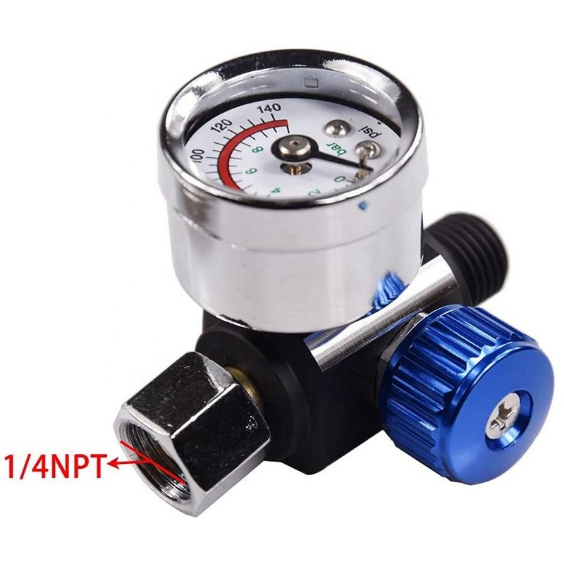 Spray Gun Air Pressure Regulator, 1/4"-NPT Air Pressure Regulator Kit, Air Regulating Valve Regulator