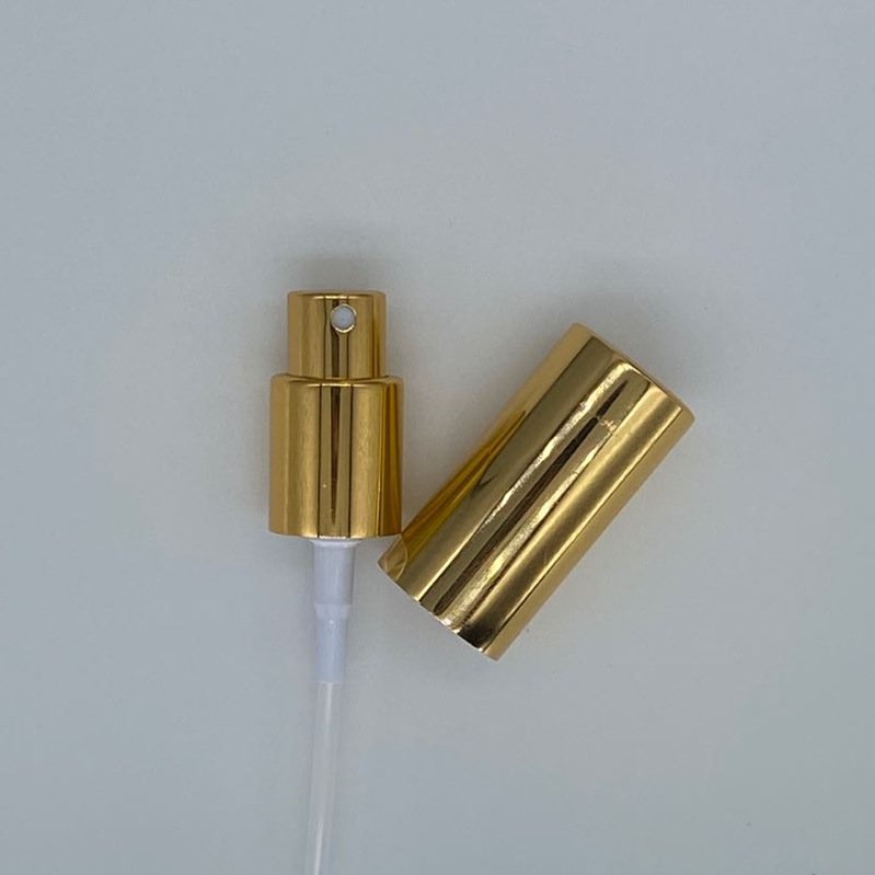 18/410 20/410 24/410 Wholesale aluminum gold fine mist sprayer gold spray valve with gold cap for cosmetics