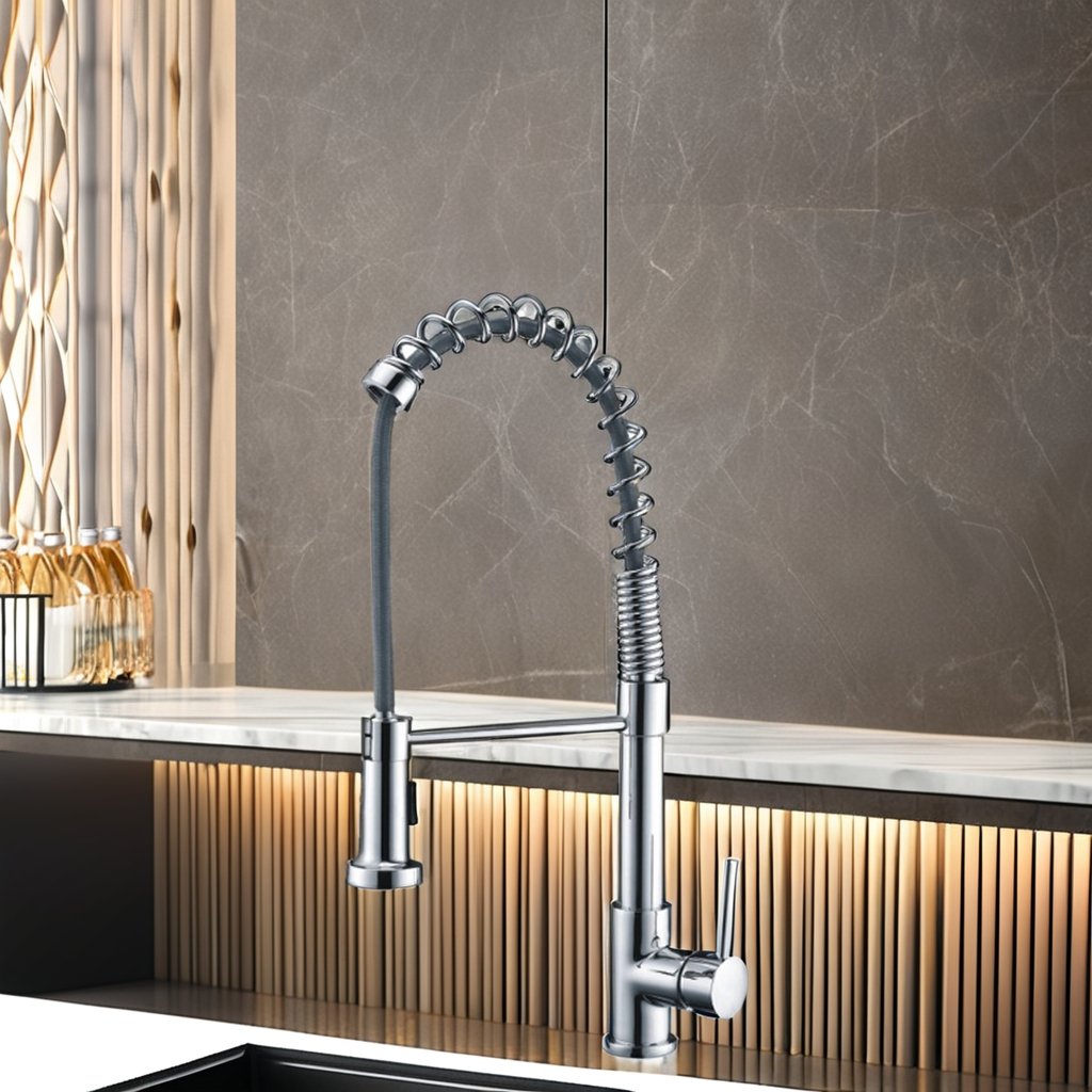 Modern Single Handle Deck Mounted Pull-Out Kitchen Faucet Stainless Steel Brushed Ceramic Valve Pull-Down Sink Cheaper Price