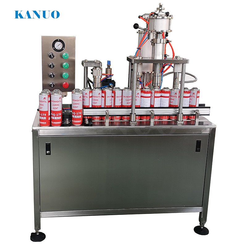 Semi automatic cosmetic spray bov filling equipment for filling aerosol cans