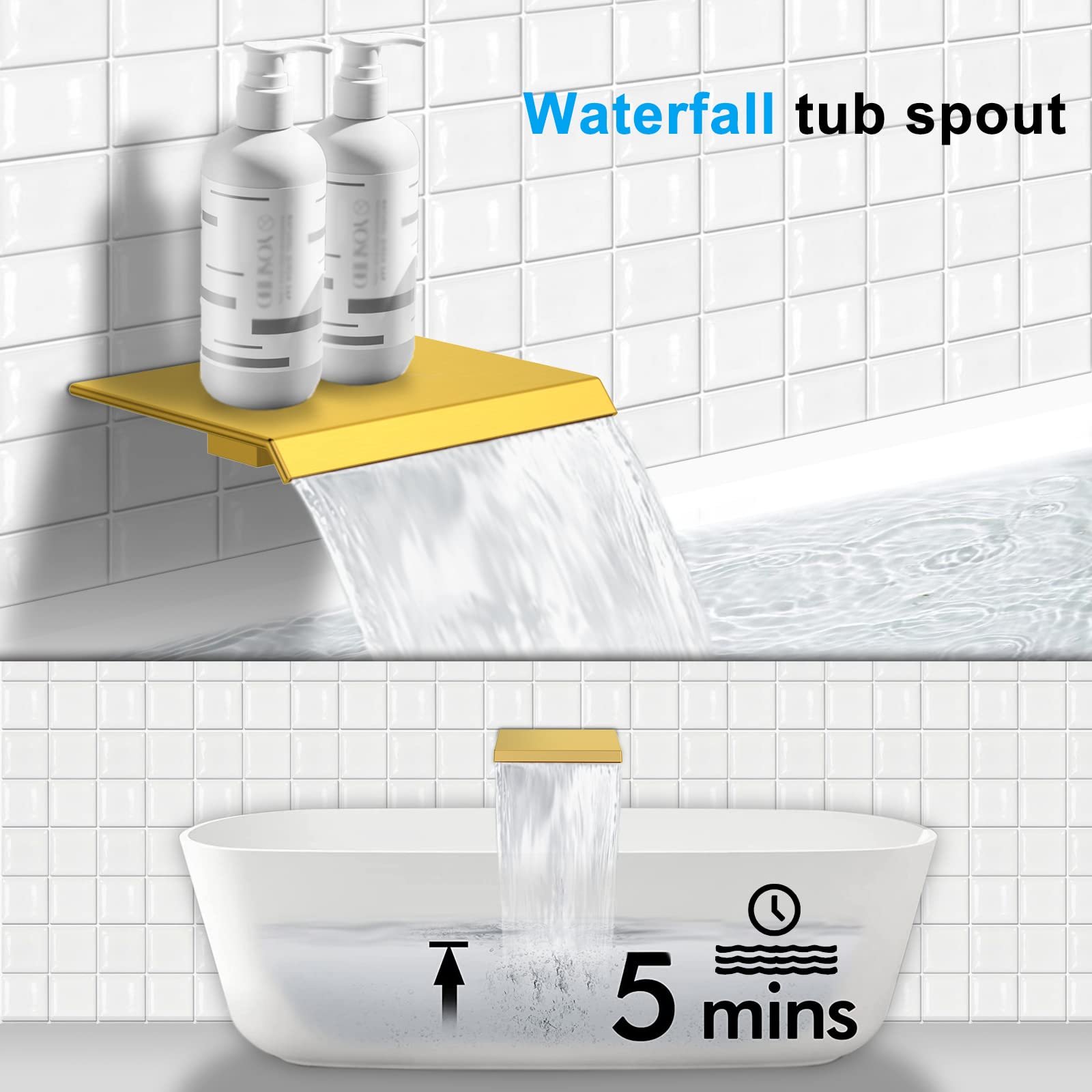 Tub Shower Faucet Set High Pressure Rain Shower With Handheld Spray Brushed Gold Contain Shower Valve And Trim Kit