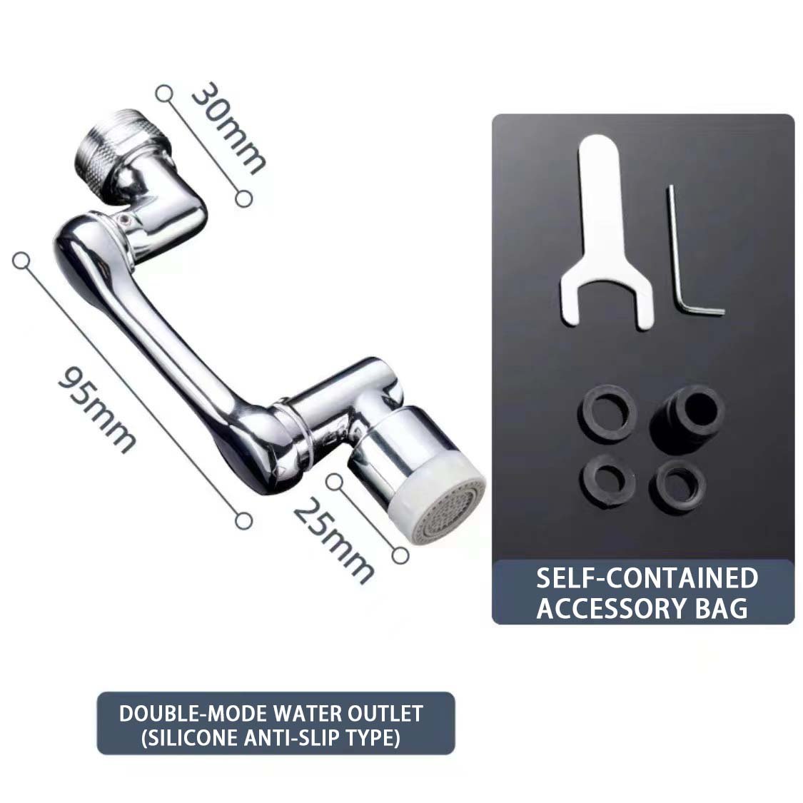 AG Dual Function Face Washing Gargle Faucet Aerator 1080 Degree Rotate Big Angle Spray Scale Aerator