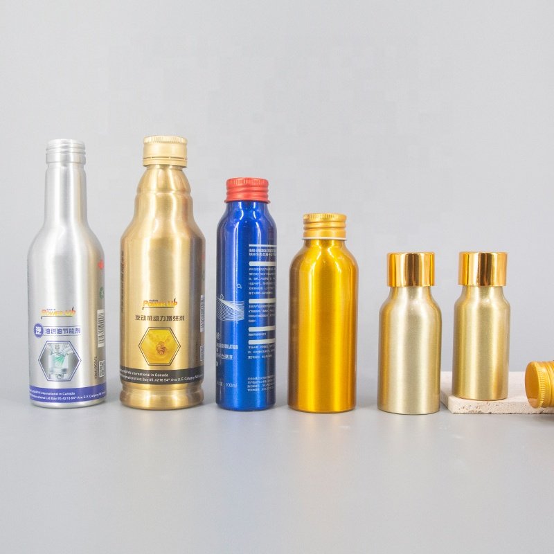Custom color recycled aluminum bottle with screw for liquid Oil hair spray bottle empty aluminum can