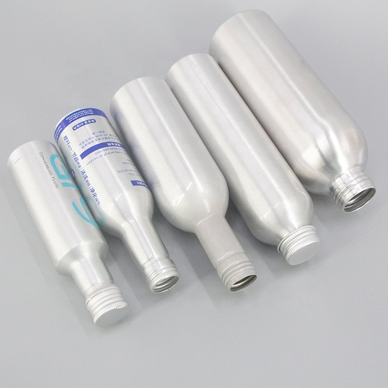 Custom color recycled aluminum bottle with screw for liquid Oil hair spray bottle empty aluminum can