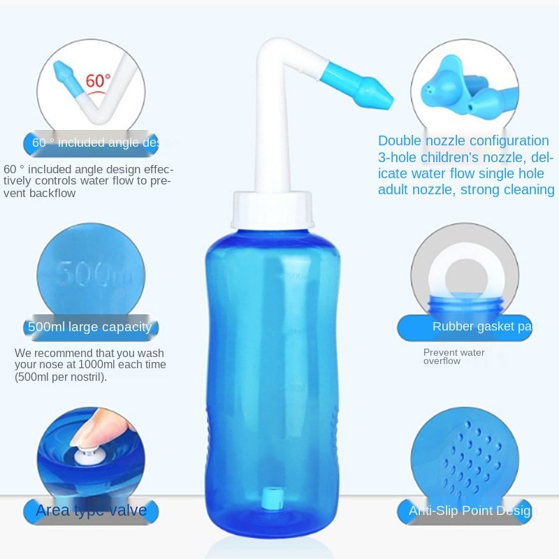 300ml manual valve color box packaging + nasal washing salt