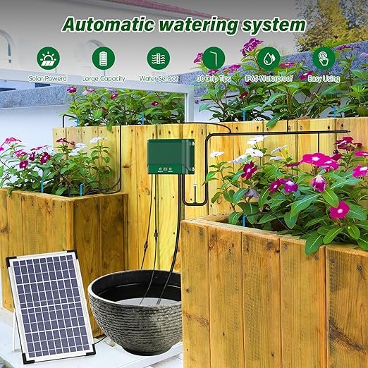 AnseTo Solar Drip Irrigation System Automatic Watering System Plant and Greenhouse drip irrigation irrigation valve 4 inch solar