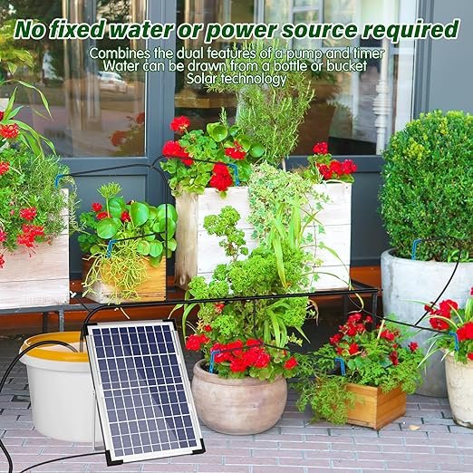 AnseTo Solar Drip Irrigation System Automatic Watering System Plant and Greenhouse drip irrigation irrigation valve 4 inch solar
