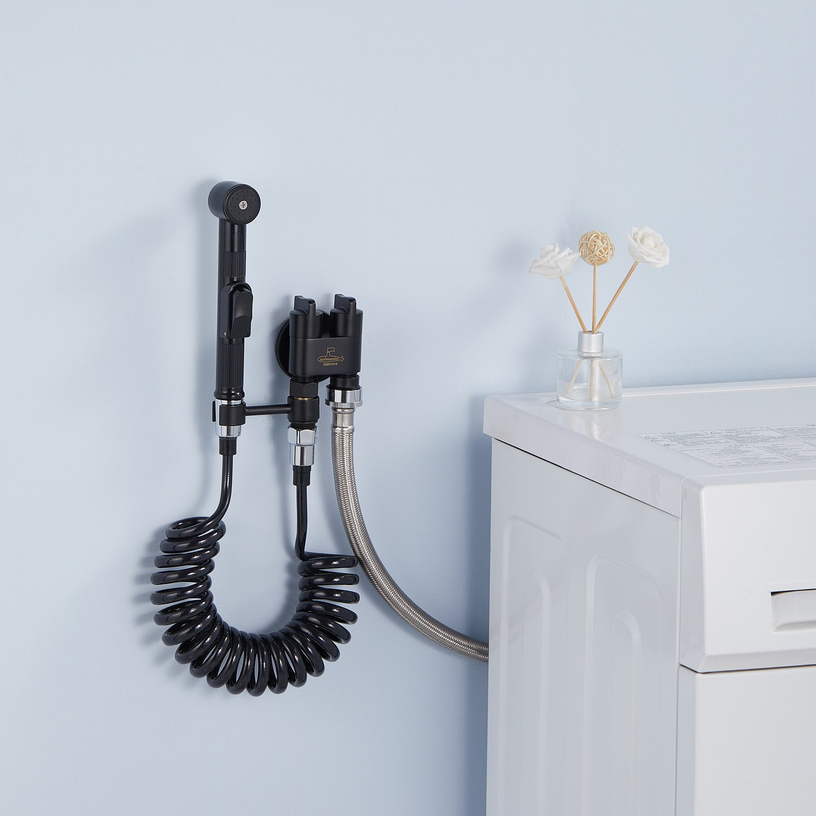 The Bidet Sprayer Is Equipped With A One-in-two-out Angle valve And A Hand-held Nozzle For The Bathroom