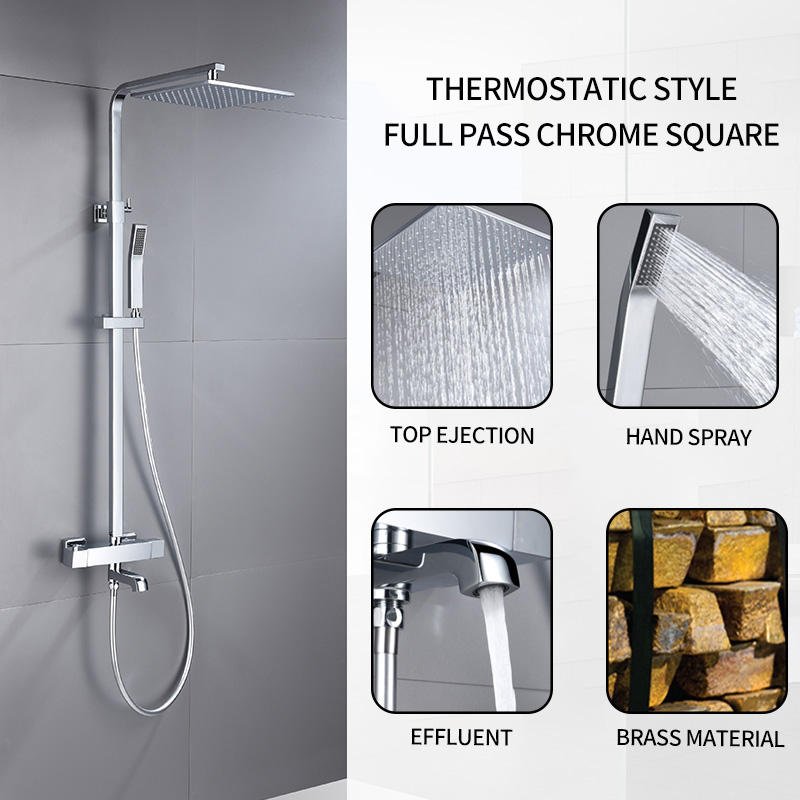 New Trend LED Bathroom Digital Temperature Display Shower Mixer Piano Shower Set With Ambient Light Shower System