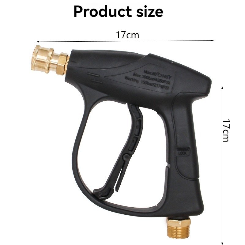 Lingzhen 1/4 Quick Connector M22 Metric Thread High Pressure Washer Gun Car Wash Spraying Gun Short Wand Lance