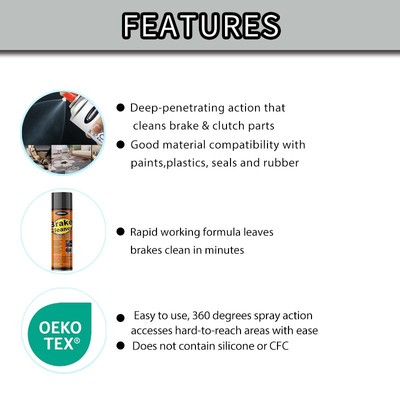 Sprayidea Quickly Removes Grease Dirt Brake Fluid and Grime from critical brake components ultra low V.O.C. brake parts cleaner