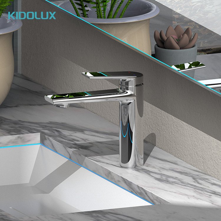 Kidolux Deck Mounted White Color Hot And Cold Single Handle Lever Sink Sanitary Ware Bathroom Tap Water Wash Basin Faucet Mixer