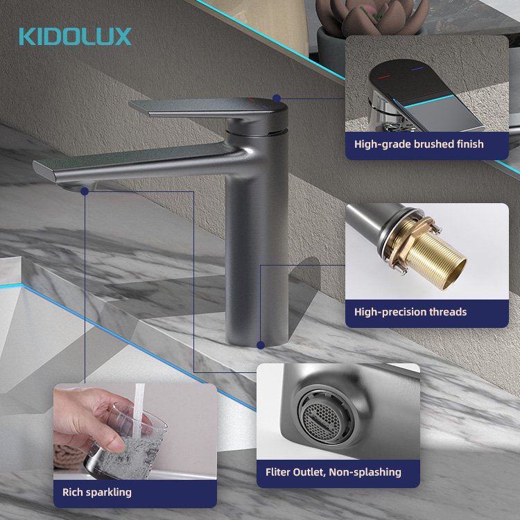 Kidolux Deck Mounted White Color Hot And Cold Single Handle Lever Sink Sanitary Ware Bathroom Tap Water Wash Basin Faucet Mixer
