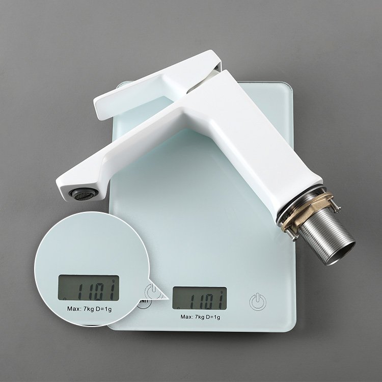 Kidolux Luxury Matt White Copper Faucet For Bathroom Basin Wash Basin Faucet Basin Hot and Cold Water Mixer Faucet