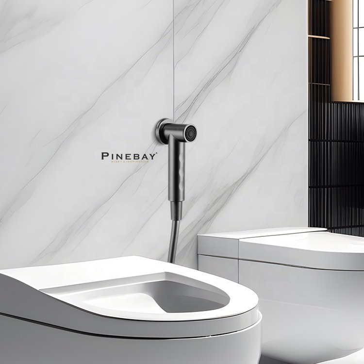 PINEBAY Good Quality Bathroom Round Faucet Toilet Shattaf WC Portable Handheld Bidet Sprayer Set Self Cleaning Shattaf with Hose