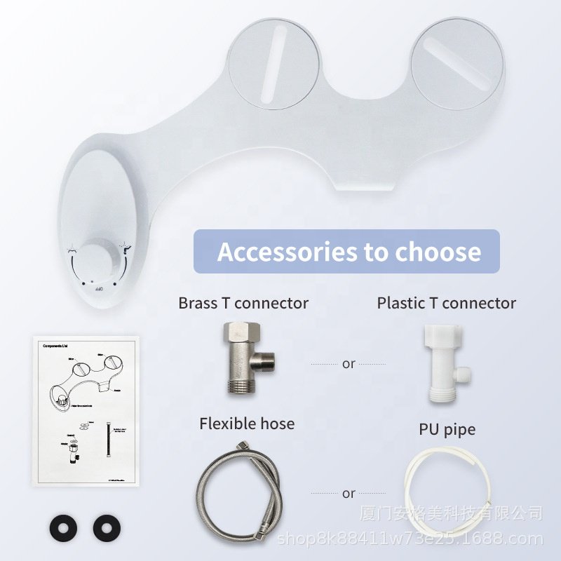 Bathroom Mechanical Dual Nozzle Cold Water Non-electric Toilet Seat Bidet Attachment With Self Cleaning