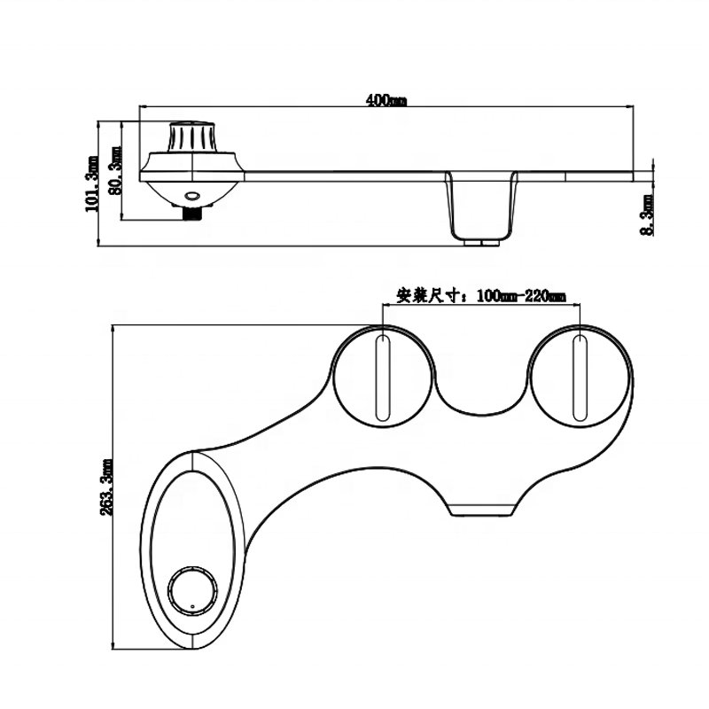 Bathroom Mechanical Dual Nozzle Cold Water Non-electric Toilet Seat Bidet Attachment With Self Cleaning