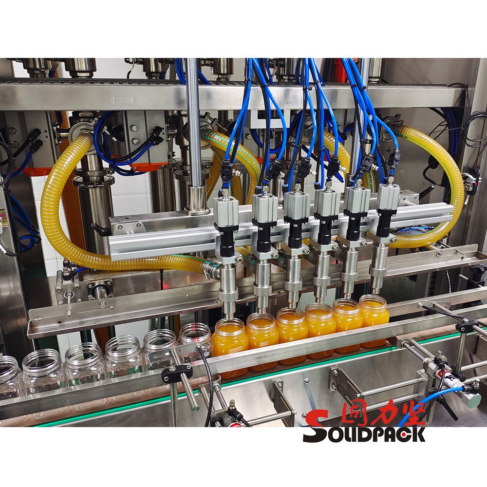 Solidpack full auto jar tomato processing plant pneumatic paste honey filling line