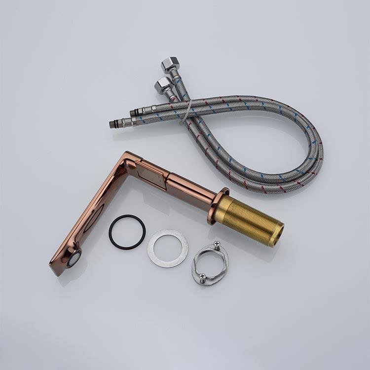 New Modern Brass Cold Hot Water Bathroom Wash Basin Tap Rose Gold Ceramic Valve Polished Single Handle Basin Sink Faucet