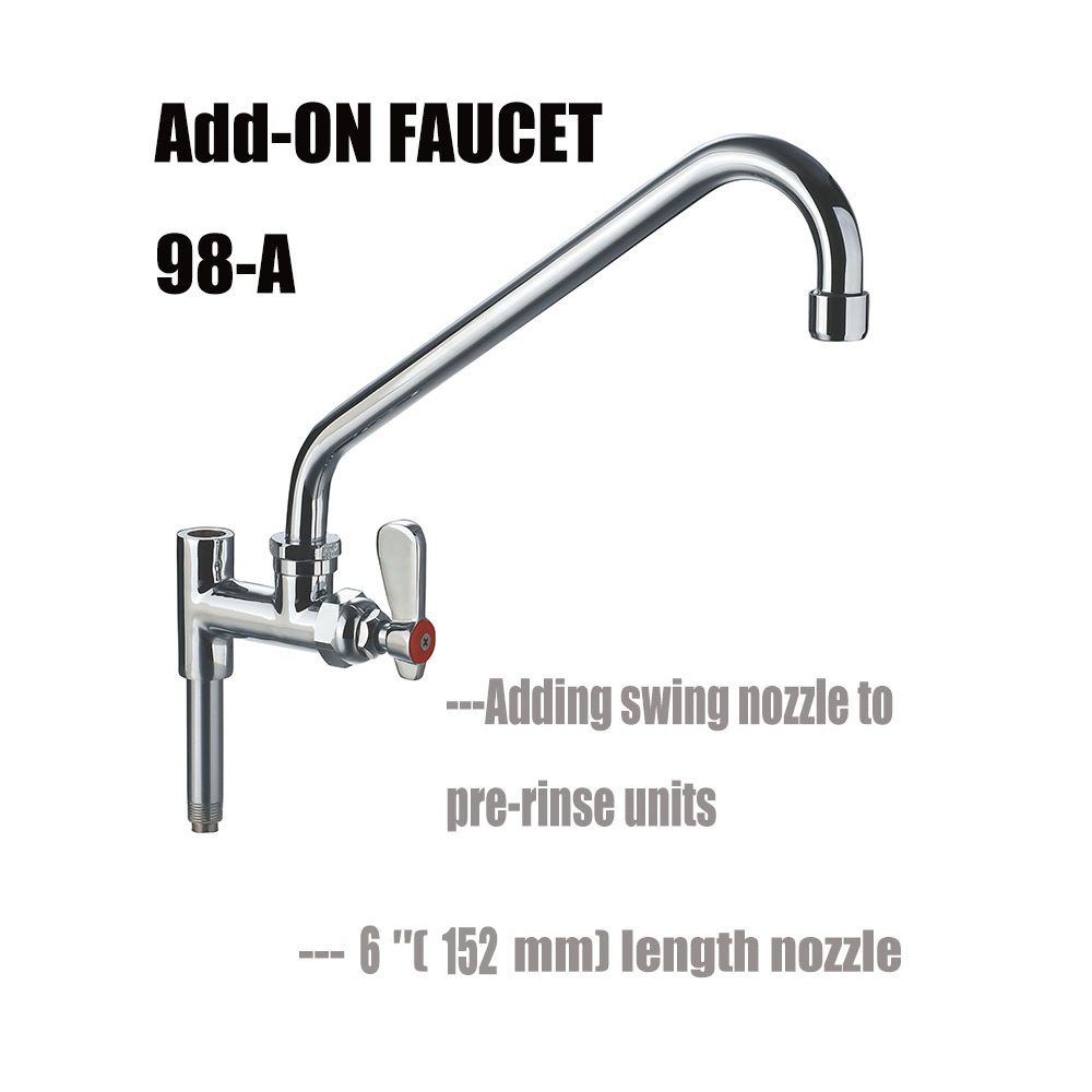 98007MN-2 Popular Mini Deck Mounted Commercial Pre Rinse Unit Faucet Kitchen Mixer Tap with 6'' Add-on Swing Nozzle