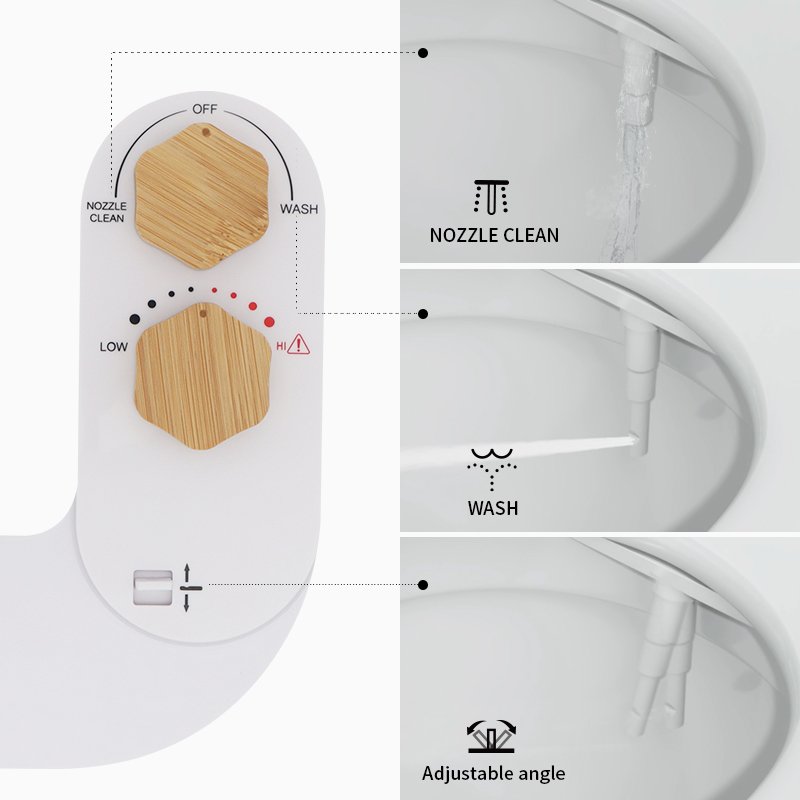 Ultra Slim Non Electric Bidet Toilet Attachment Hot And Cold Water Adjustable Nozzle Angle Toilet Bidet
