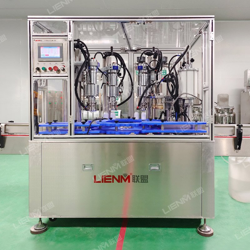 High Efficiency Bag On Valve Aerosol Filling Machine 3 Heads Deodorant Aerosol Filling Machine Spray Paint