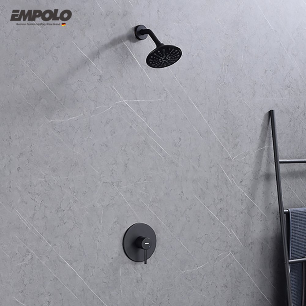 Empolo cUPC Modern Black In Wall Mounted Shower Head Rain Bath Mixer Bathroom Shower Faucet Set