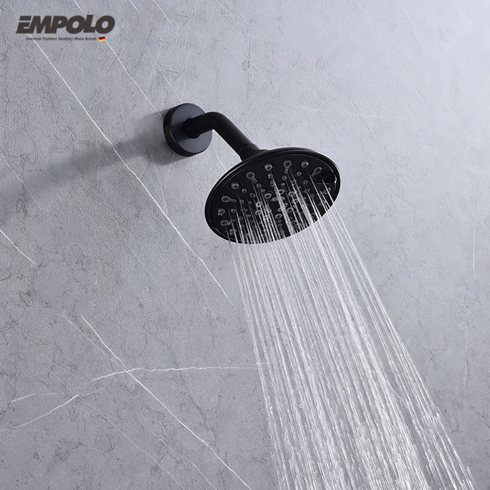 Empolo cUPC Modern Black In Wall Mounted Shower Head Rain Bath Mixer Bathroom Shower Faucet Set