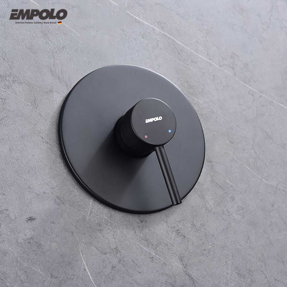 Empolo cUPC Modern Black In Wall Mounted Shower Head Rain Bath Mixer Bathroom Shower Faucet Set