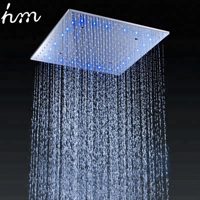 Bathroom LED Shower Faucets Top Spray 20 Inch Square Shower Set SPA Mist Rain shower head set With Thermostatic mixer valve Set
