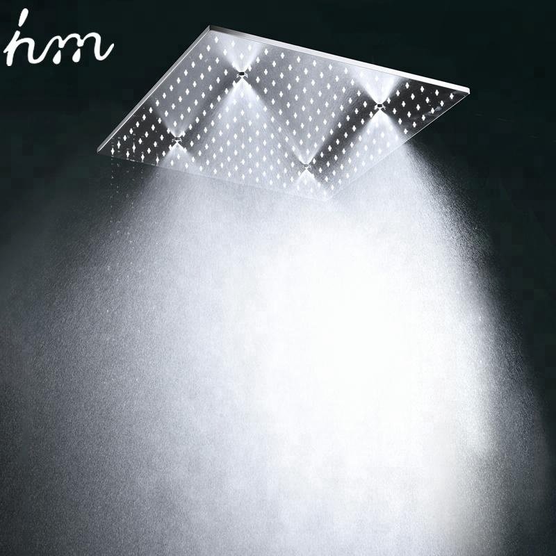 Bathroom LED Shower Faucets Top Spray 20 Inch Square Shower Set SPA Mist Rain shower head set With Thermostatic mixer valve Set