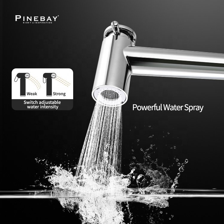 PINEBAY Classic Style Bidet Sprayer for Toilet ABS Plastic Bathroom Set Shattaf shower Set System Spray Handheld Bidet