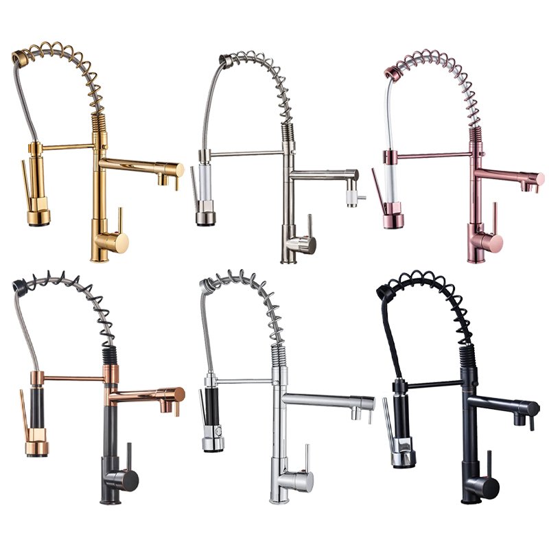 Spring Pull Out 304 Stainless Steel Mixer 1080 Rotating Kitchen Faucet With Purified Water Spout Kitchen Faucet 360