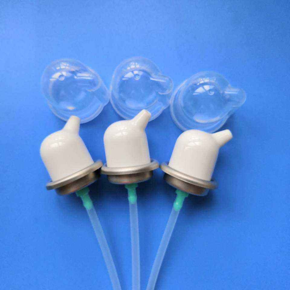 Aerosol valve nasal spray pump with different actuator and plastic cap for medical spray production