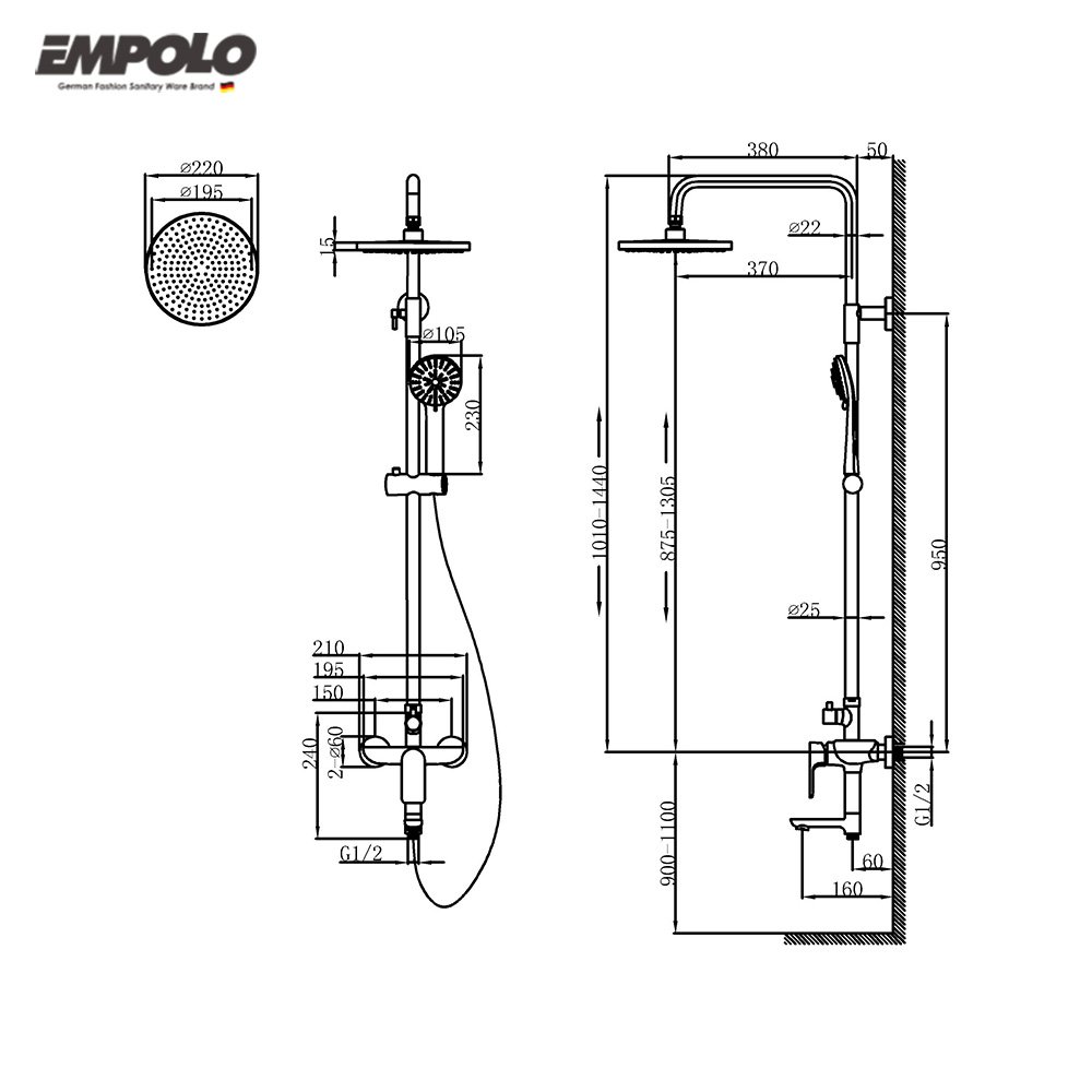 China manufacturer black shower set single handle bathroom shower faucet set wall mounted shower system