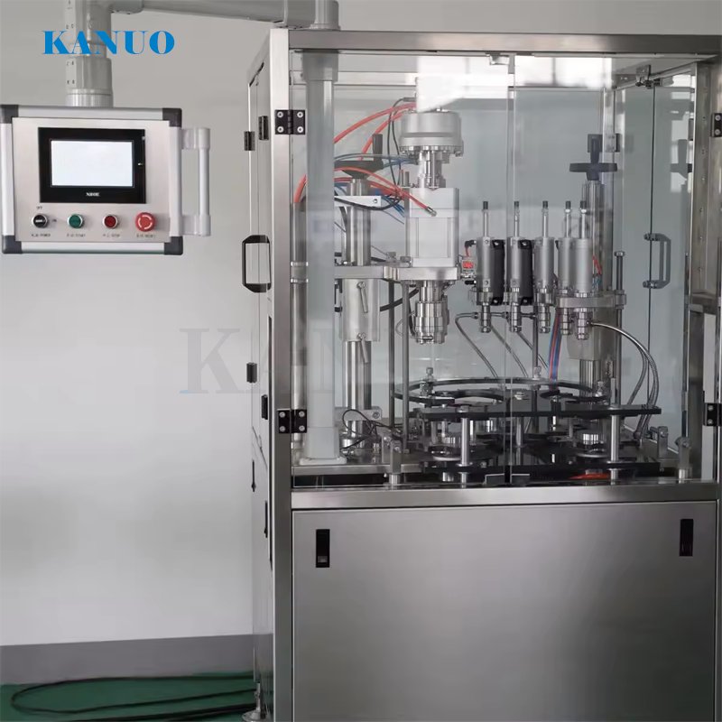 High Quality Automatic Aerosol Can Bag on valve Nasal Spray Sunscreen Spray 2 heads Crimping Filling Machine Production Line