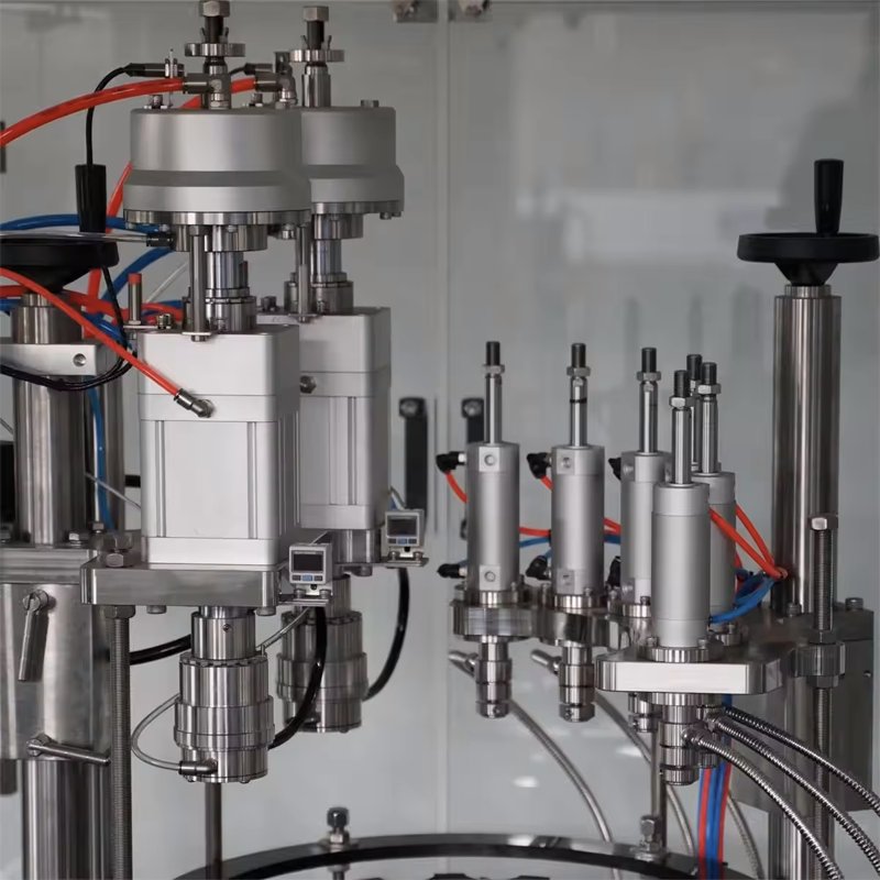 High Quality Automatic Aerosol Can Bag on valve Nasal Spray Sunscreen Spray 2 heads Crimping Filling Machine Production Line