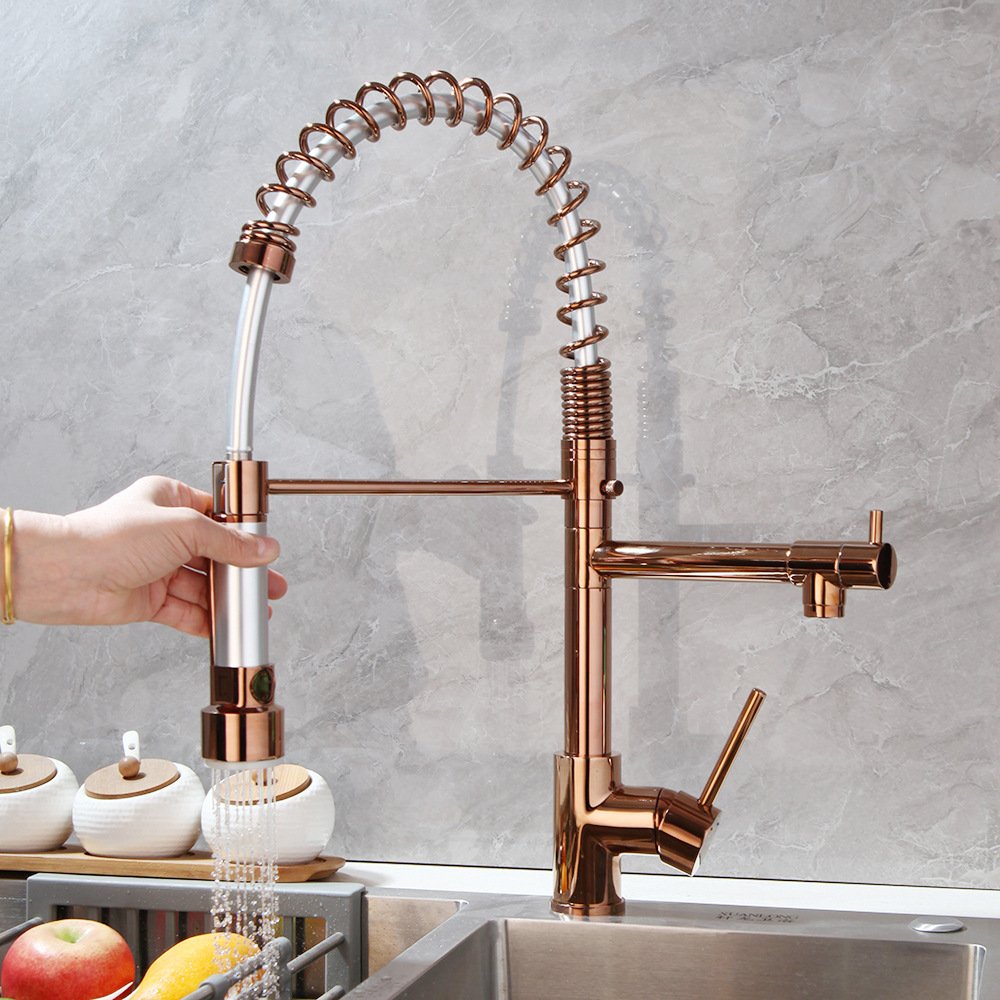 Modern Pull Spray Drop-Down Kitchen Faucet High Quality Single Stainless Steel Deck Mounted Ceramic Valve Core Hot-Selling