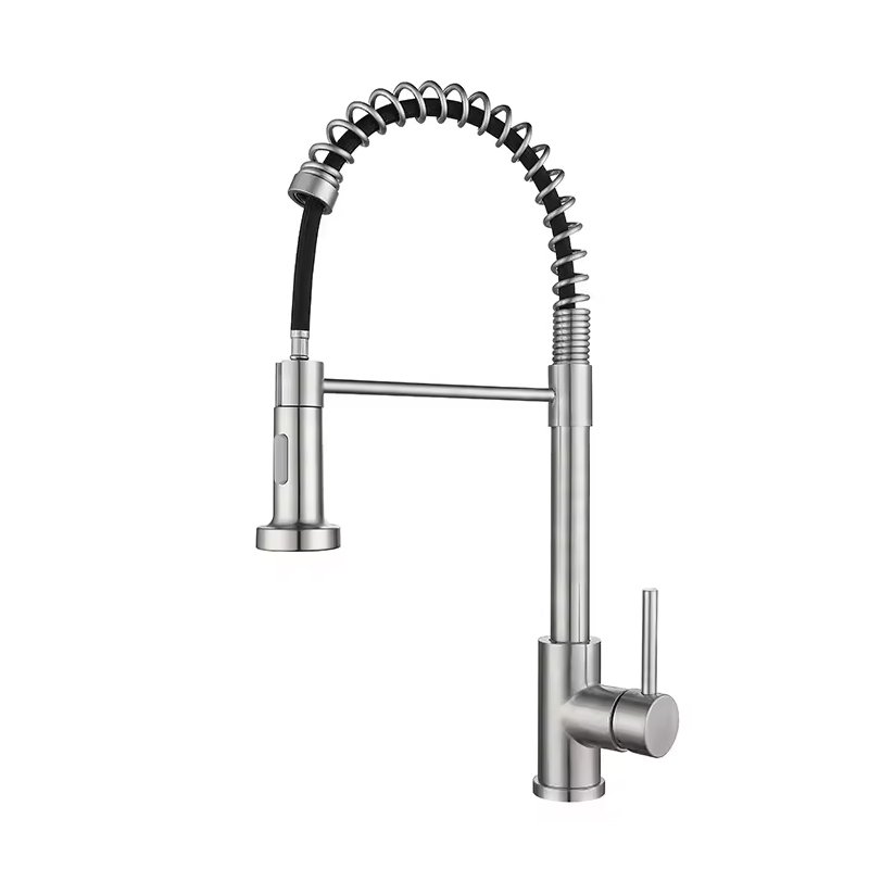 Modern Pull Spray Drop-Down Kitchen Faucet High Quality Single Stainless Steel Deck Mounted Ceramic Valve Core Hot-Selling