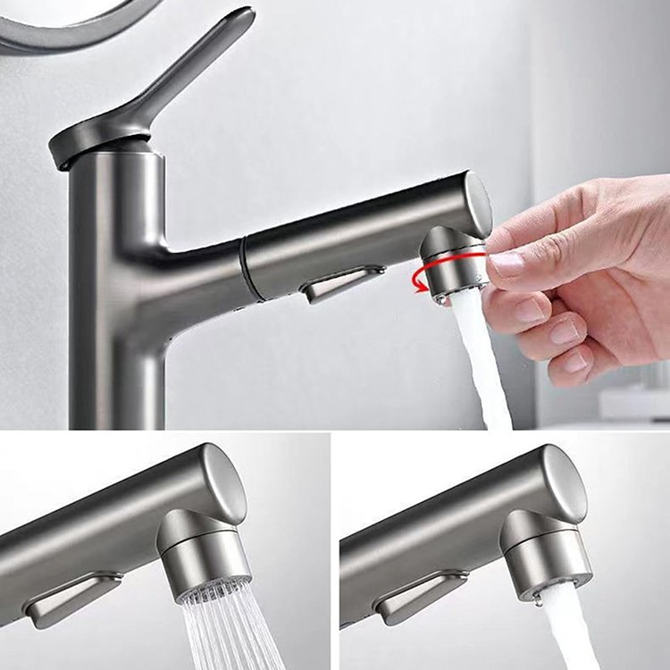 Multifunctional Rotating Kitchen Faucet Bathroom Pull Out Basin Faucet