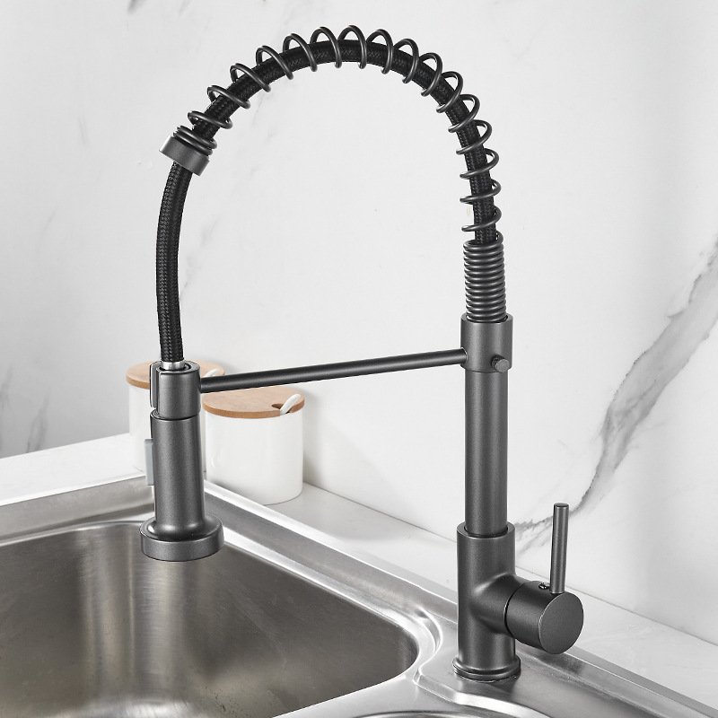 Bolei American Spring Stainless Pull Down Kitchen Faucet with Single Handle and Brass Body