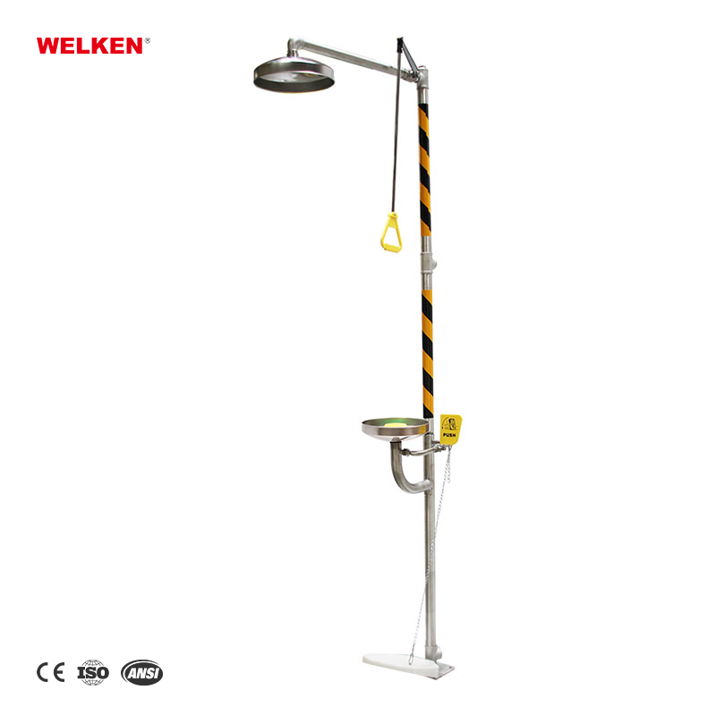 China High Quality Stainless Steel Safety Emergency Shower Eye Wash Combination Eyewash station with foot control