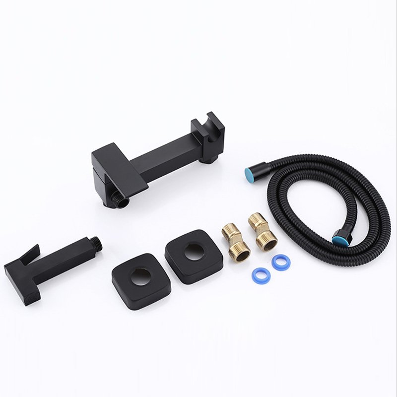 Hot Cold Water Black Shattaf Bidet Sprayer With Tap For Toilet Bathroom Wall Mounted Toliet Bidet Mixer Faucet Spray