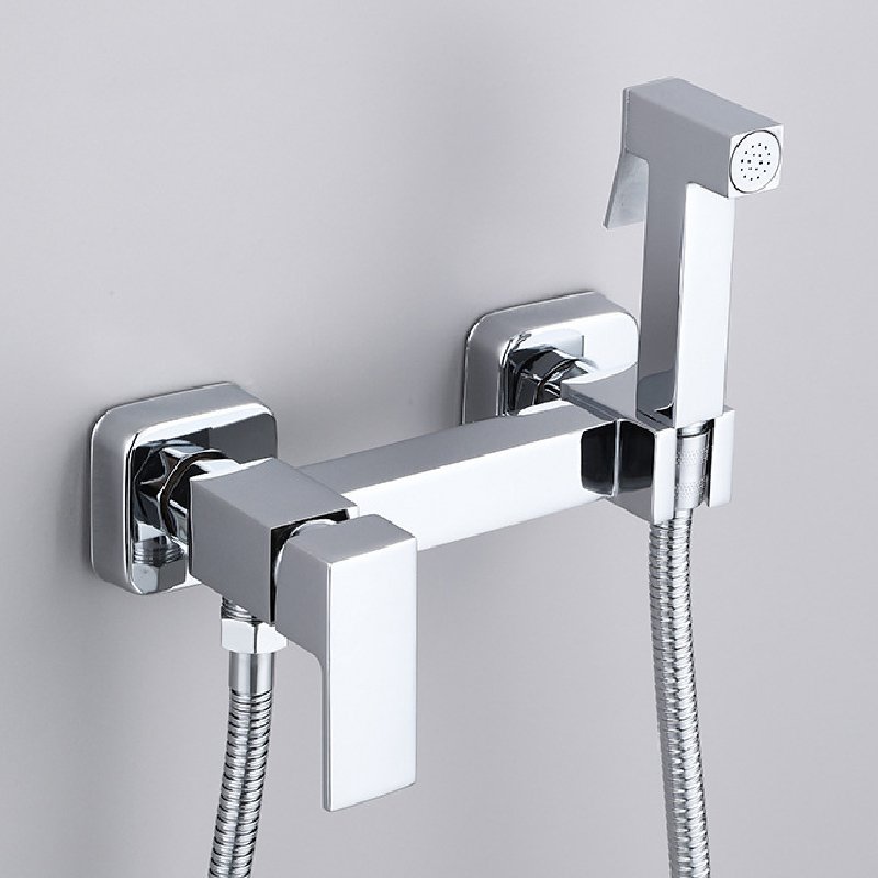 Hot Cold Water Black Shattaf Bidet Sprayer With Tap For Toilet Bathroom Wall Mounted Toliet Bidet Mixer Faucet Spray