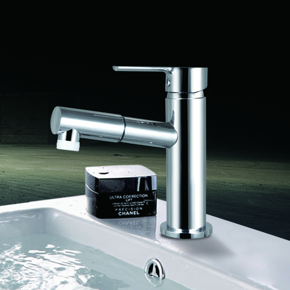 Chaoling hot-sale deck mounted pull out spray brass/stainless steel washer basin mixer faucet